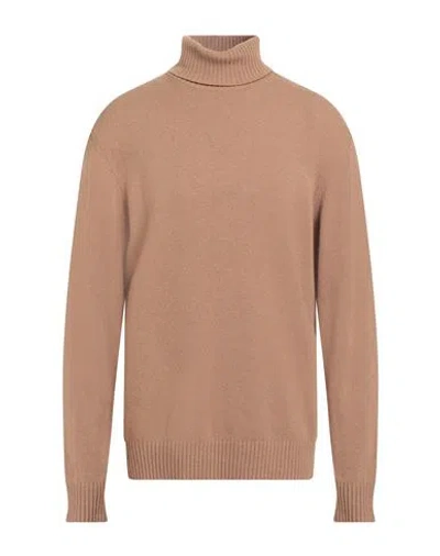 Roberto Collina Man Turtleneck Camel Size 44 Merino Wool, Cashmere