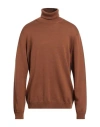 Roberto Collina Man Turtleneck Camel Size 46 Merino Wool In Beige