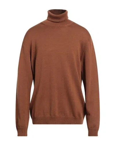 Roberto Collina Man Turtleneck Camel Size 46 Merino Wool In Beige