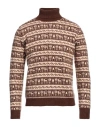 Roberto Collina Man Turtleneck Chocolate Brown Size 38 Cashmere, Silk, Polyester