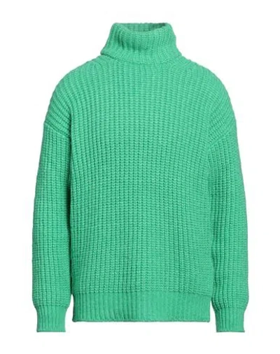 Roberto Collina Man Turtleneck Green Size 38 Baby Alpaca Wool, Nylon, Wool