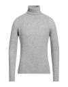 Roberto Collina Man Turtleneck Grey Size 38 Cashmere, Silk, Polyester