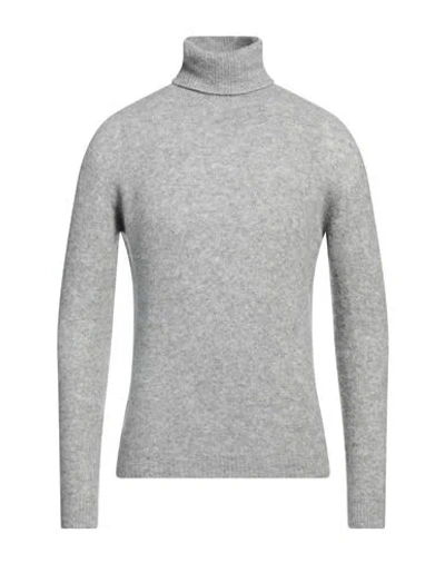 Roberto Collina Man Turtleneck Grey Size 38 Cashmere, Silk, Polyester In Grey