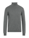 Roberto Collina Man Turtleneck Khaki Size 40 Merino Wool In Grey