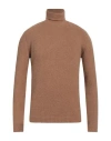 Roberto Collina Man Turtleneck Light Brown Size 44 Cotton, Nylon, Elastane In Beige