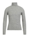 Roberto Collina Man Turtleneck Light Grey Size 46 Cashmere, Silk, Polyester