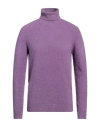 Roberto Collina Man Turtleneck Mauve Size 38 Cotton, Nylon, Elastane In Purple