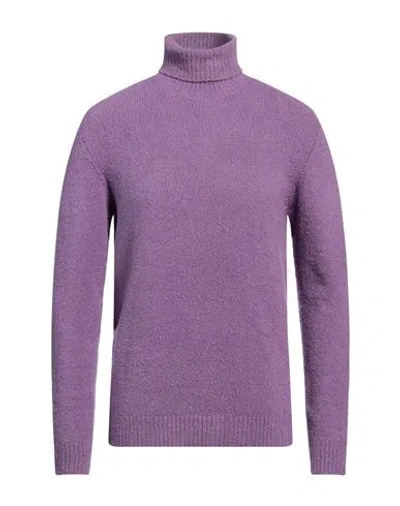 Roberto Collina Man Turtleneck Light Purple Size 40 Cotton, Nylon, Elastane