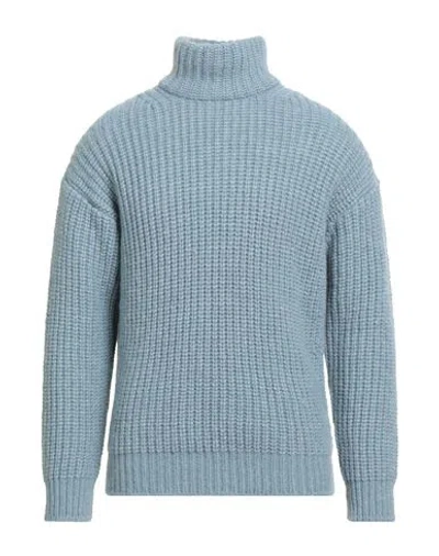 Roberto Collina Man Turtleneck Sky Blue Size 42 Baby Alpaca Wool, Nylon, Wool