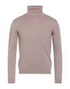 Roberto Collina Man Turtleneck Taupe Size 40 Merino Wool In Gray