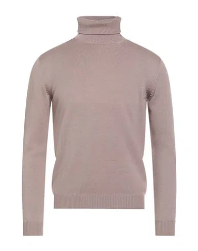 Roberto Collina Man Turtleneck Taupe Size 40 Merino Wool In Gray