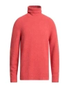 Roberto Collina Man Turtleneck Tomato Red Size 42 Cotton, Nylon, Elastane