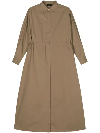 Roberto Collina Classic-collar Maxi Shirt Dress In Brown