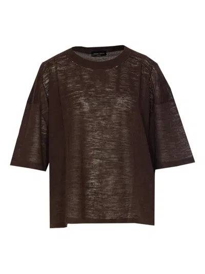 Roberto Collina Crwneck Short Sleeves In Brown