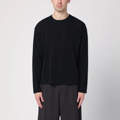Roberto Collina Men's Black Cotton Crew Neck Sweater