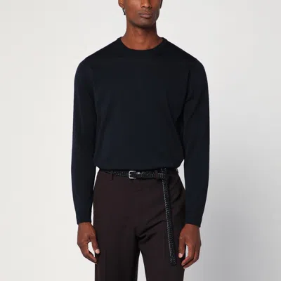 ROBERTO COLLINA ROBERTO COLLINA MEN'S BLUE CREW NECK WOOL SWEATER