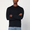 Roberto Collina Navy Blue Crew Neck Wool Sweater In Blue