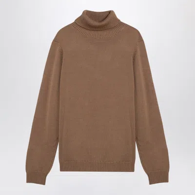 ROBERTO COLLINA ROBERTO COLLINA MEN'S CAMEL MERINO WOOL TURTLENECK PULLOVER