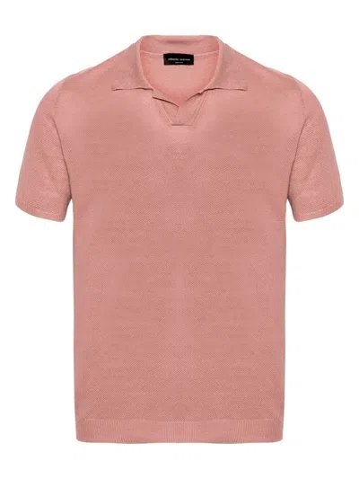 Roberto Collina Men's Linen Polo Shirt In Pink