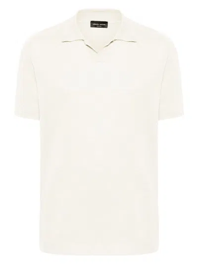 Roberto Collina Men's Linen Polo Shirt In White