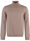 Roberto Collina Turtleneck Merino Wool Sweater In Nude