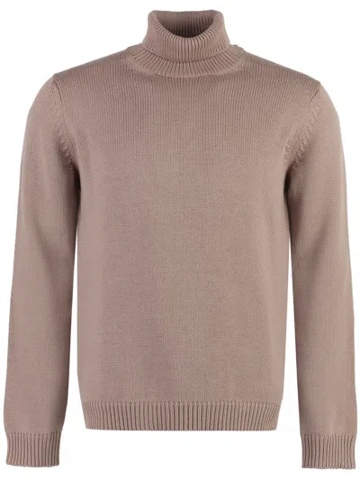 Roberto Collina Man Turtleneck Light Brown Size 40 Merino Wool In Beige