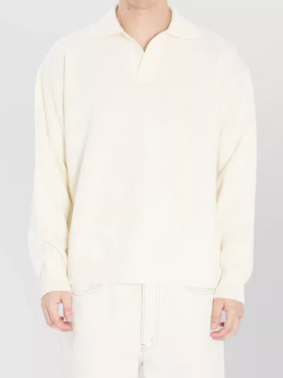 ROBERTO COLLINA MERINO WOOL AND CASHMERE BLEND POLO SWEATER