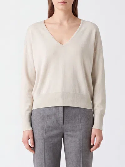 Roberto Collina Merino Wool And Cashmere V-neck Jumper With Dropped Shoulders In White