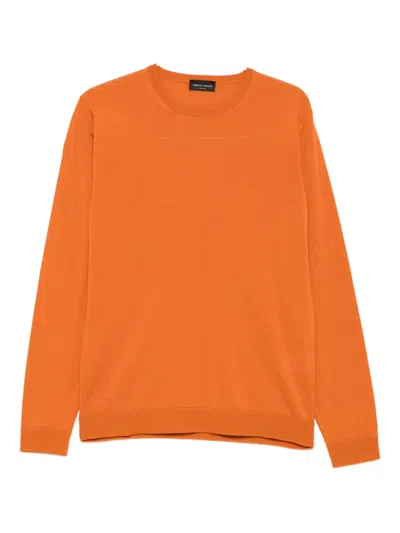 Roberto Collina Merino-wool Crew-neck Sweater In Orange