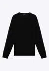 Roberto Collina Merino Wool Crewneck Sweater In Black