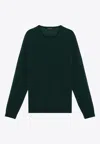 Roberto Collina Merino Wool Crewneck Sweater In Green