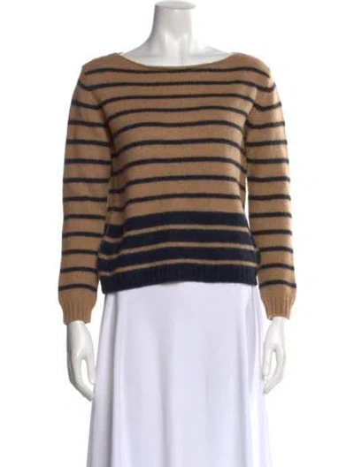 Pre-owned Roberto Collina Merino Wool Striped Sweater In Brown