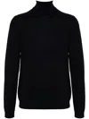 Roberto Collina Fitted Turtleneck Merino Wool Sweater In Black