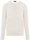 Roberto Collina Crew Neck Cotton Blend Brushed Sweater In White