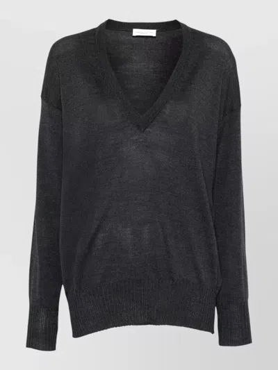 Roberto Collina Pullover Con Scollo A V In Lana Merinos In Black