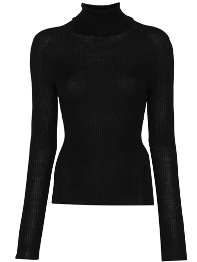 Roberto Collina Merino Wool Turtleneck Pullover In Black