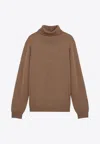 Roberto Collina Camel Merino Wool Turtleneck Pullover In Beige