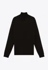 Roberto Collina Black Crew Neck Wool Sweater In Brown