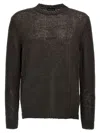 Roberto Collina Crew Neck Knitted Mesh Sweater In Brown