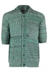 Roberto Collina Mesh Knit Short-sleeved Shirt With Pointed Collar In Blue
