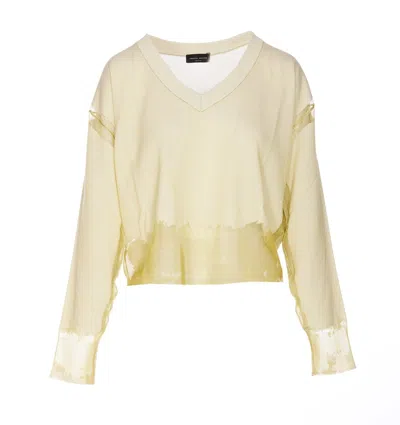 Roberto Collina Mesh Panelled Knit Sweater In Yellow