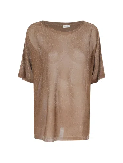 Roberto Collina Metallic Short-sleeve T-shirt In Brown