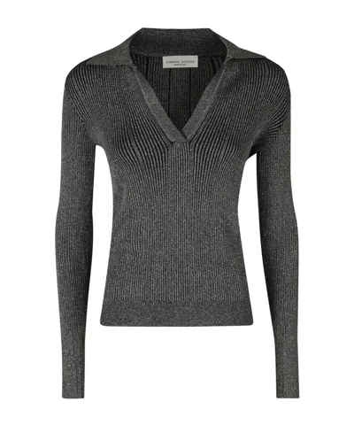 Roberto Collina Metallic-thread Knit Polo Shirt In Multi