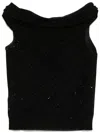 Roberto Collina Wool Top With Micro Sequins And Draped Detail