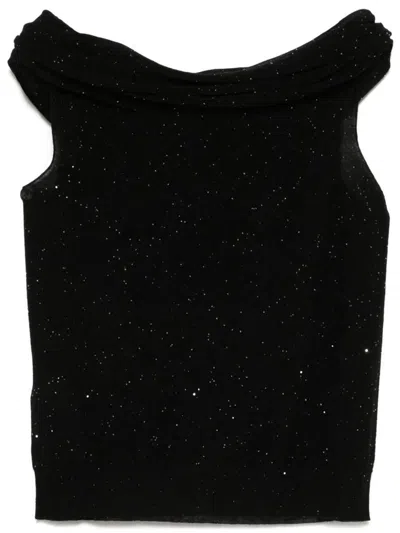 ROBERTO COLLINA ROBERTO COLLINA MICRO SEQUINED SEMI-SHEER WOOL TOP