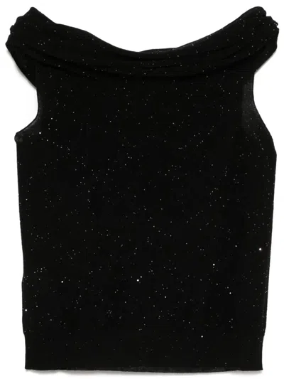 ROBERTO COLLINA MICRO SEQUINED SEMI-SHEER WOOL TOP