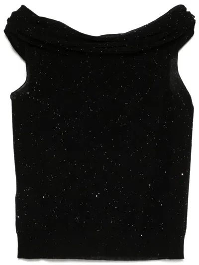 ROBERTO COLLINA ROBERTO COLLINA MICRO SEQUINED SEMI-SHEER WOOL TOP CLOTHING