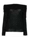 Roberto Collina Micro Sequins Off-shoulders Sweater Clothing In Black