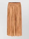 Roberto Collina Midi Pleated Skirt Elastic Waistband In Brown