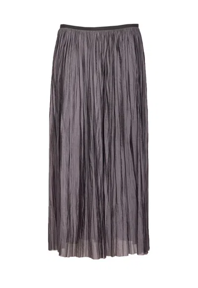 Roberto Collina Midi Plisse Skirt In Gray
